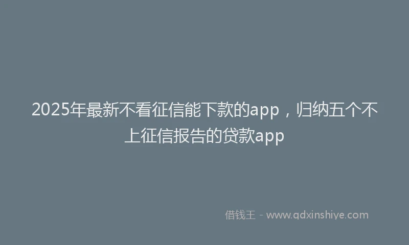 2025年最新不看征信能下款的app，归纳五个不上征信报告的贷款app