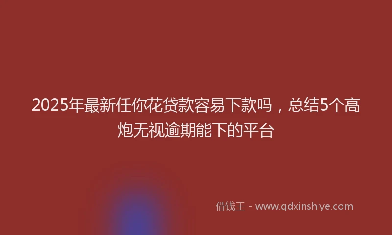 2025年最新任你花贷款容易下款吗，总结5个高炮无视逾期能下的平台