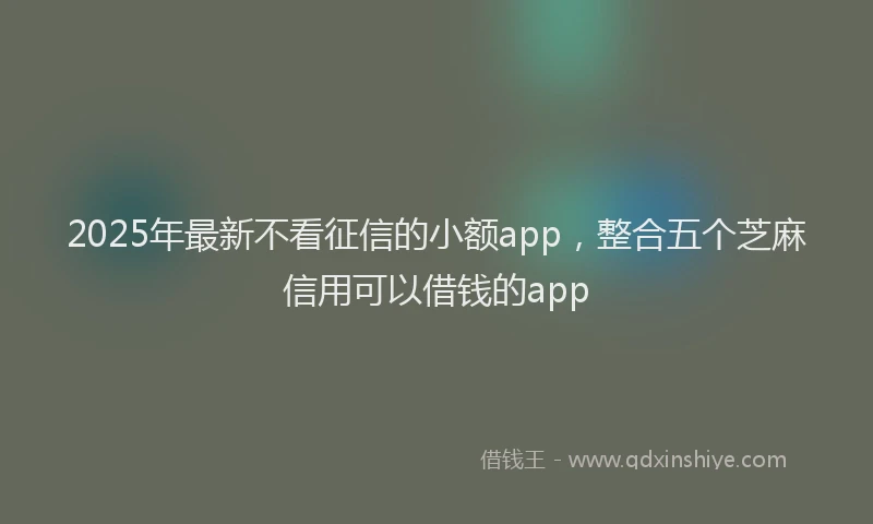 2025年最新不看征信的小额app，整合五个芝麻信用可以借钱的app