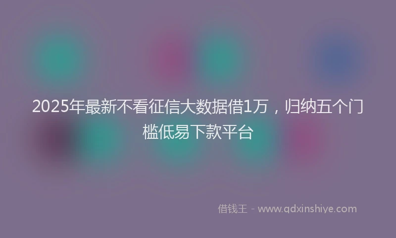 2025年最新不看征信大数据借1万，归纳五个门槛低易下款平台