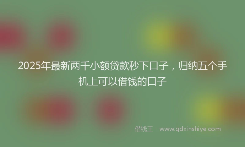 2025年最新两千小额贷款秒下口子，归纳五个手机上可以借钱的口子
