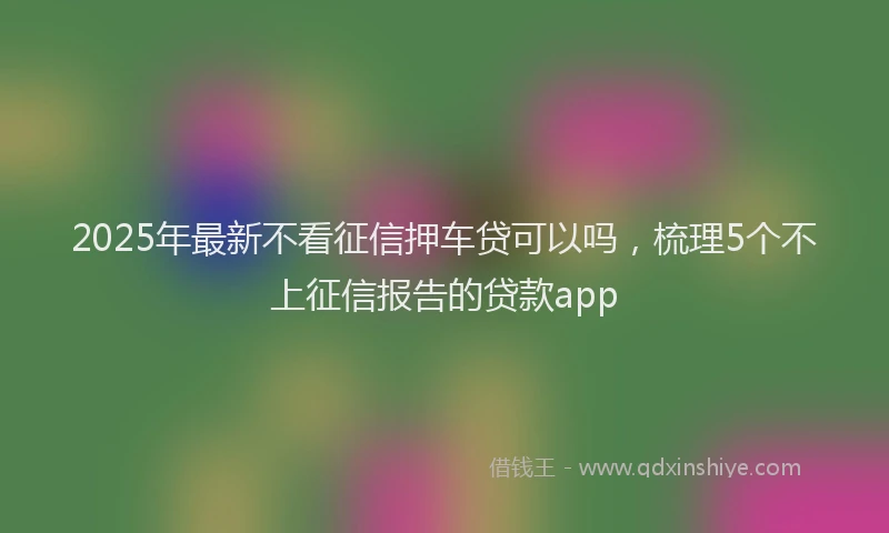 2025年最新不看征信押车贷可以吗，梳理5个不上征信报告的贷款app