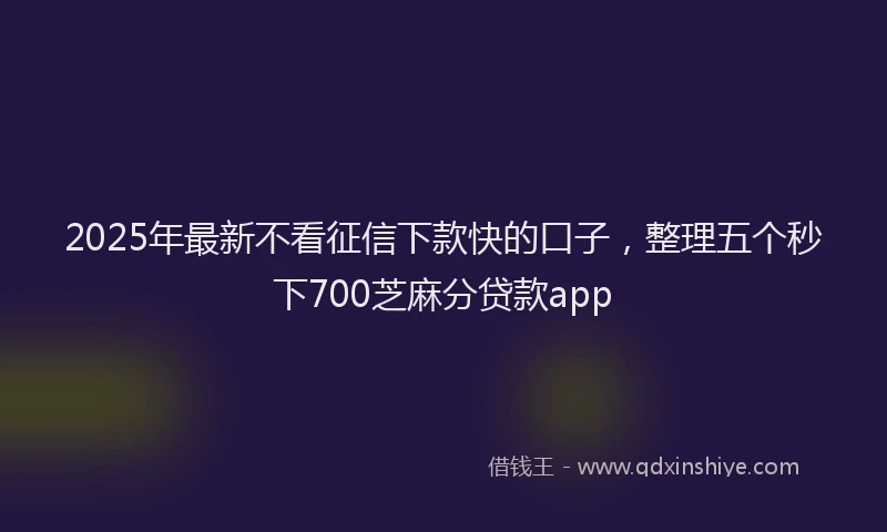 2025年最新不看征信下款快的口子，整理五个秒下700芝麻分贷款app