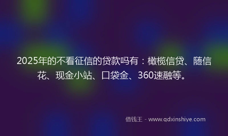 2025年的不看征信的贷款吗有：橄榄信贷、随信花、现金小站、口袋金、360速融等。