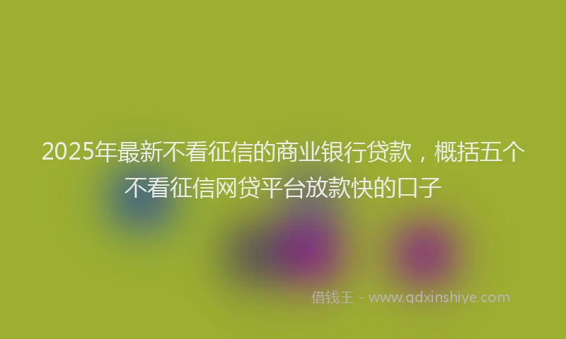 2025年最新不看征信的商业银行贷款，概括五个不看征信网贷平台放款快的口子
