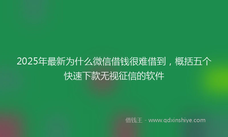 2025年最新为什么微信借钱很难借到，概括五个快速下款无视征信的软件