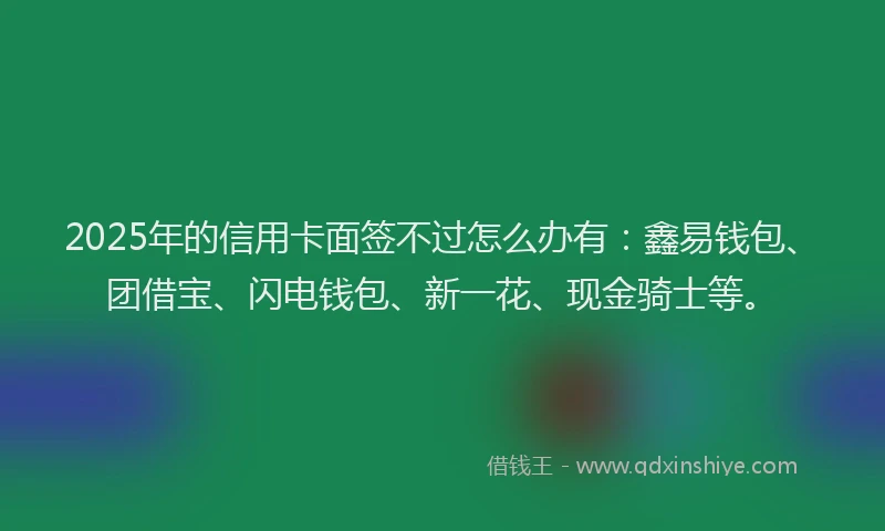 2025年的信用卡面签不过怎么办有：鑫易钱包、团借宝、闪电钱包、新一花、现金骑士等。
