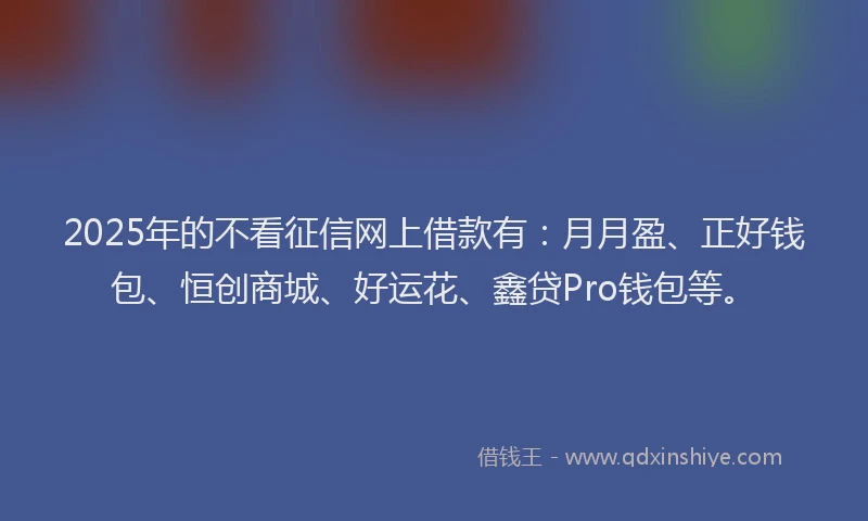2025年的不看征信网上借款有：月月盈、正好钱包、恒创商城、好运花、鑫贷Pro钱包等。