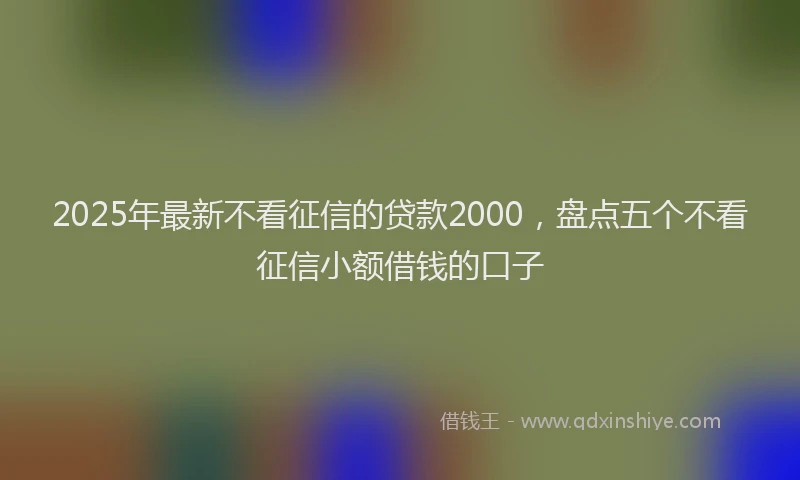 2025年最新不看征信的贷款2000，盘点五个不看征信小额借钱的口子