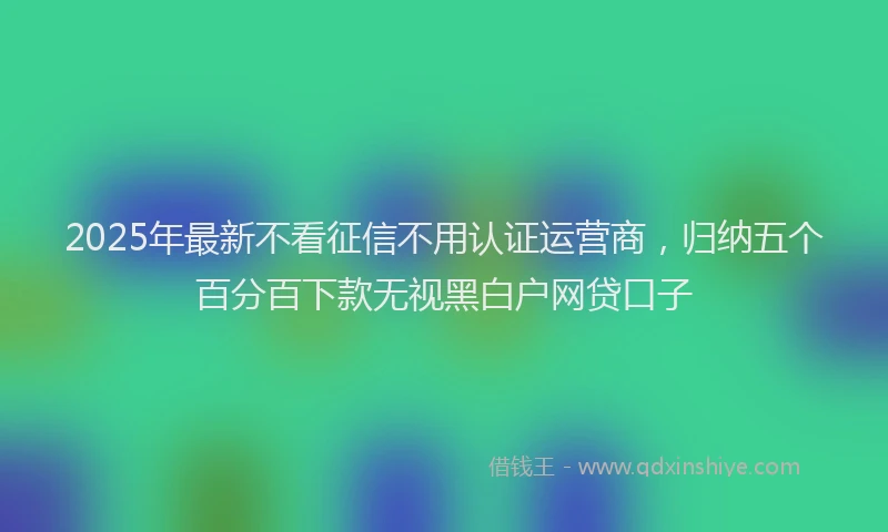 2025年最新不看征信不用认证运营商，归纳五个百分百下款无视黑白户网贷口子