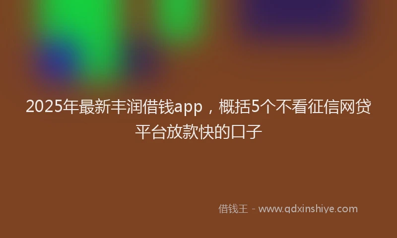 2025年最新丰润借钱app，概括5个不看征信网贷平台放款快的口子