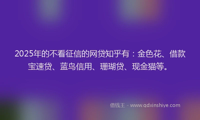 2025年的不看征信的网贷知乎有：金色花、借款宝速贷、蓝鸟信用、珊瑚贷、现金猫等。