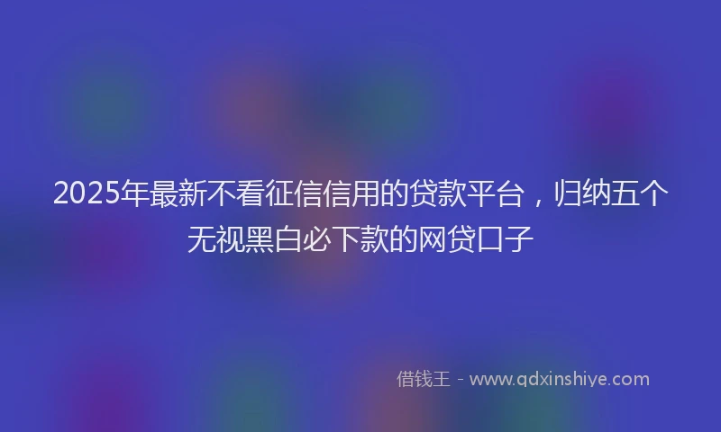 2025年最新不看征信信用的贷款平台，归纳五个无视黑白必下款的网贷口子