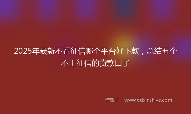 2025年最新不看征信哪个平台好下款，总结五个不上征信的贷款口子