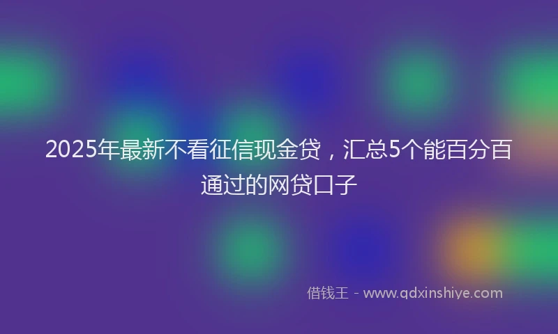 2025年最新不看征信现金贷，汇总5个能百分百通过的网贷口子