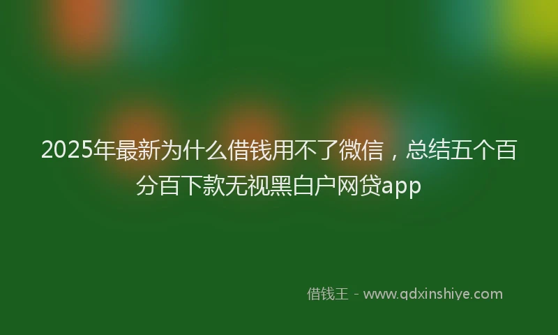 2025年最新为什么借钱用不了微信，总结五个百分百下款无视黑白户网贷app