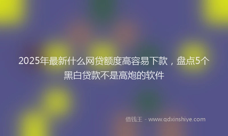 2025年最新什么网贷额度高容易下款，盘点5个黑白贷款不是高炮的软件