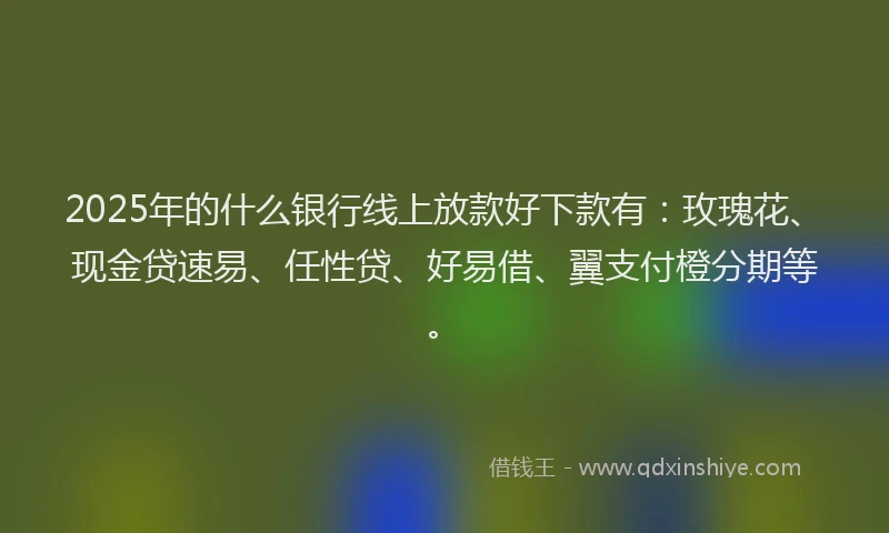 2025年的什么银行线上放款好下款有：玫瑰花、现金贷速易、任性贷、好易借、翼支付橙分期等。