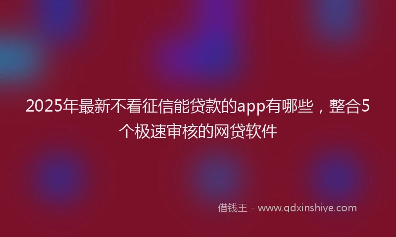 2025年最新不看征信能贷款的app有哪些，整合5个极速审核的网贷软件