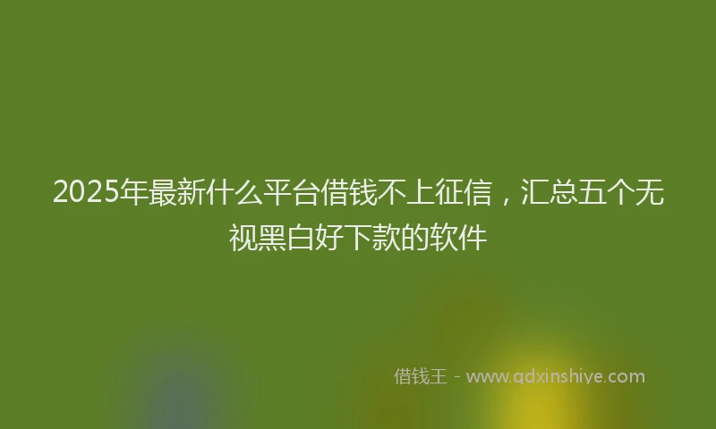 2025年最新什么平台借钱不上征信，汇总五个无视黑白好下款的软件