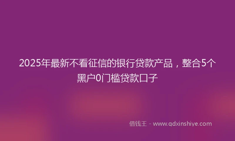 2025年最新不看征信的银行贷款产品，整合5个黑户0门槛贷款口子