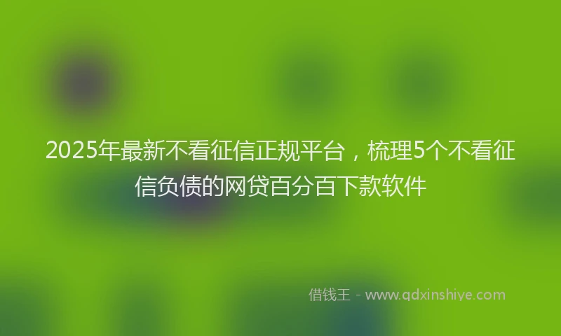2025年最新不看征信正规平台，梳理5个不看征信负债的网贷百分百下款软件