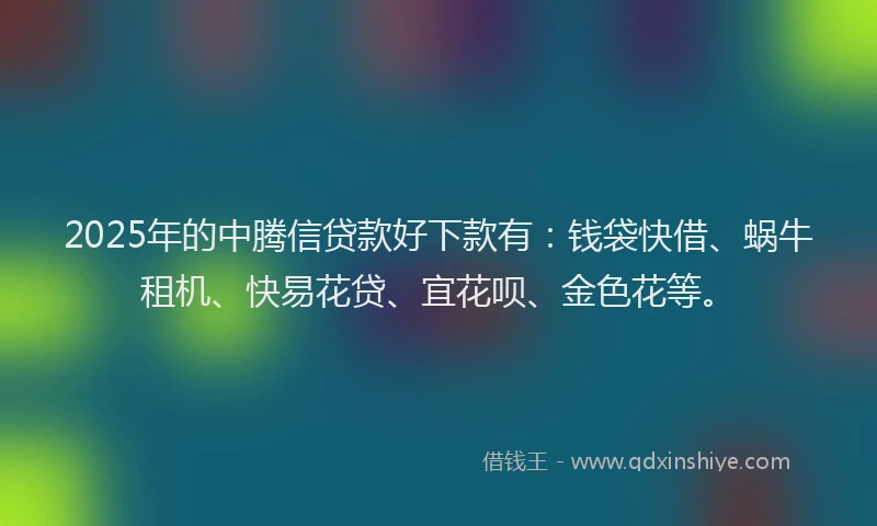 2025年的中腾信贷款好下款有：钱袋快借、蜗牛租机、快易花贷、宜花呗、金色花等。