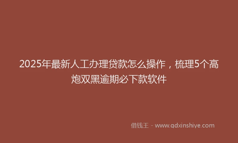2025年最新人工办理贷款怎么操作，梳理5个高炮双黑逾期必下款软件