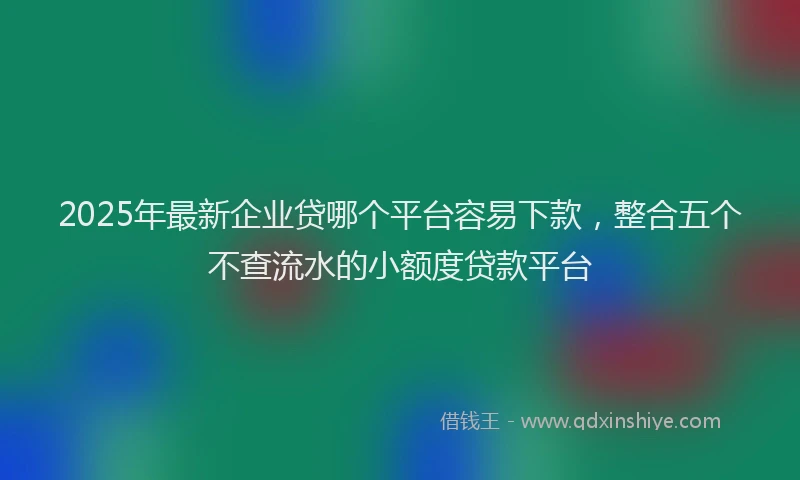 2025年最新企业贷哪个平台容易下款，整合五个不查流水的小额度贷款平台