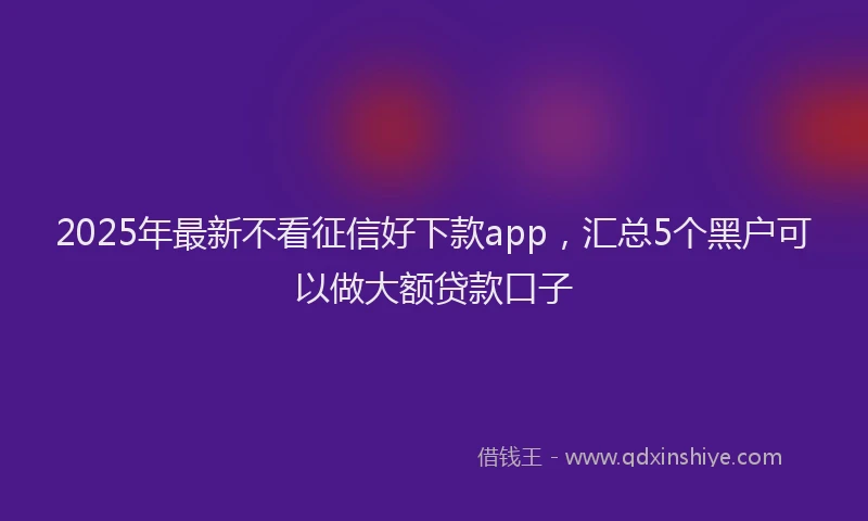 2025年最新不看征信好下款app，汇总5个黑户可以做大额贷款口子