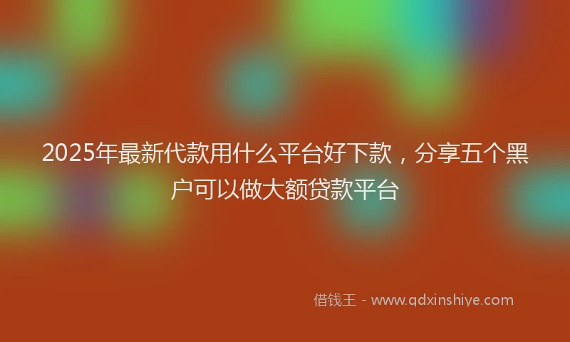 2025年最新代款用什么平台好下款，分享五个黑户可以做大额贷款平台