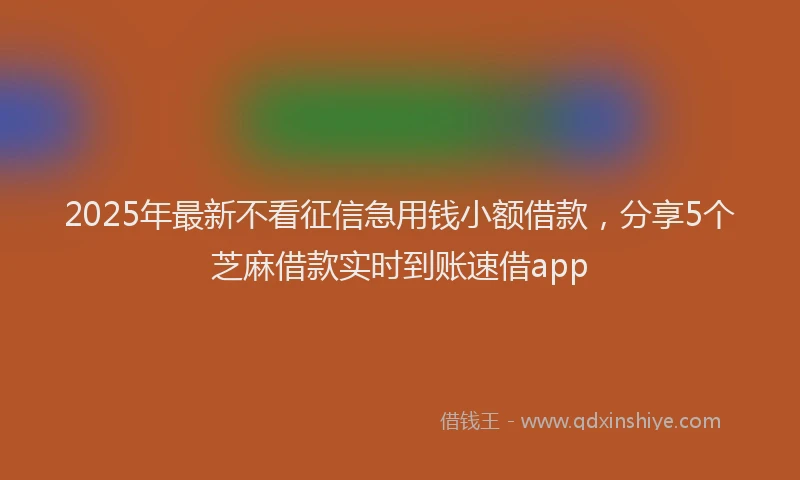 2025年最新不看征信急用钱小额借款，分享5个芝麻借款实时到账速借app