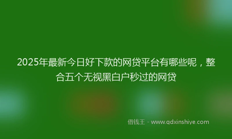 2025年最新今日好下款的网贷平台有哪些呢，整合五个无视黑白户秒过的网贷