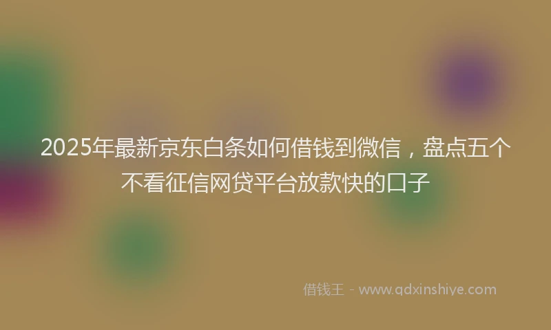 2025年最新京东白条如何借钱到微信，盘点五个不看征信网贷平台放款快的口子