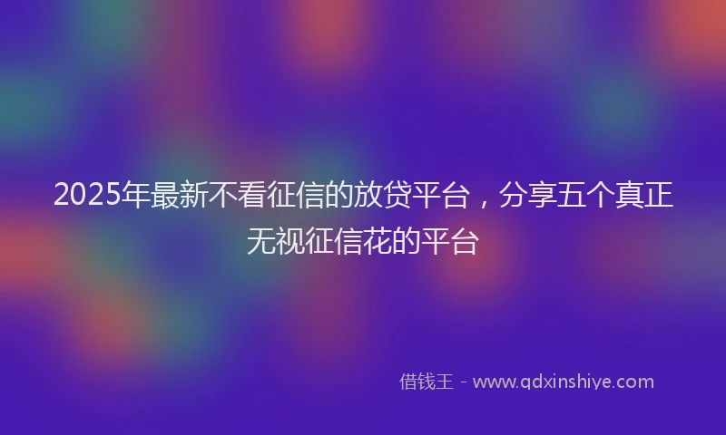 2025年最新不看征信的放贷平台，分享五个真正无视征信花的平台