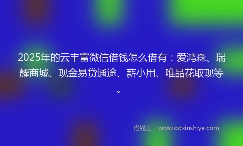 2025年的云丰富微信借钱怎么借有：爱鸿森、瑞耀商城、现金易贷通途、薪小用、唯品花取现等。