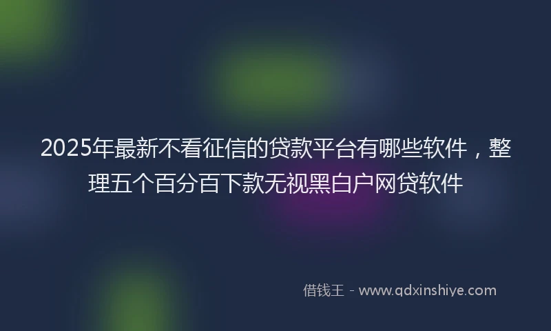 2025年最新不看征信的贷款平台有哪些软件，整理五个百分百下款无视黑白户网贷软件