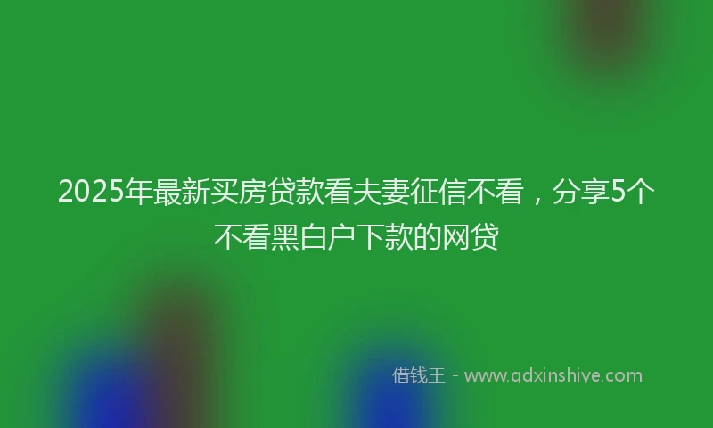 2025年最新买房贷款看夫妻征信不看，分享5个不看黑白户下款的网贷