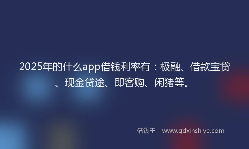 2025年的什么app借钱利率有：极融、借款宝贷、现金贷途、即客购、闲猪等。