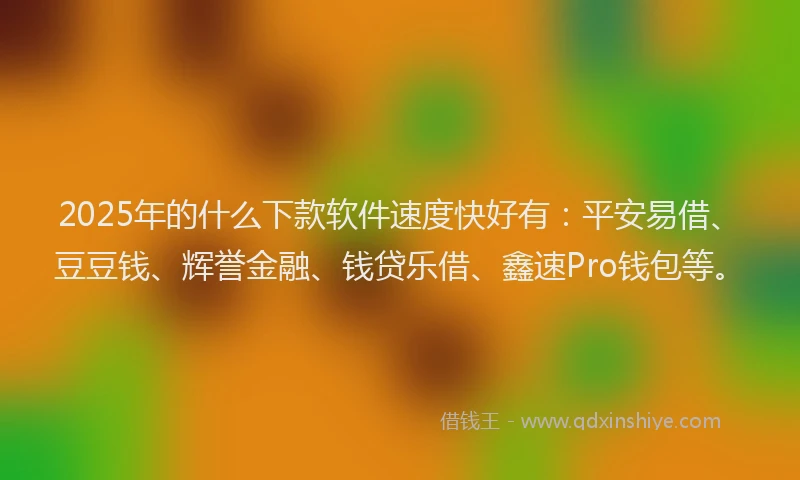 2025年的什么下款软件速度快好有：平安易借、豆豆钱、辉誉金融、钱贷乐借、鑫速Pro钱包等。