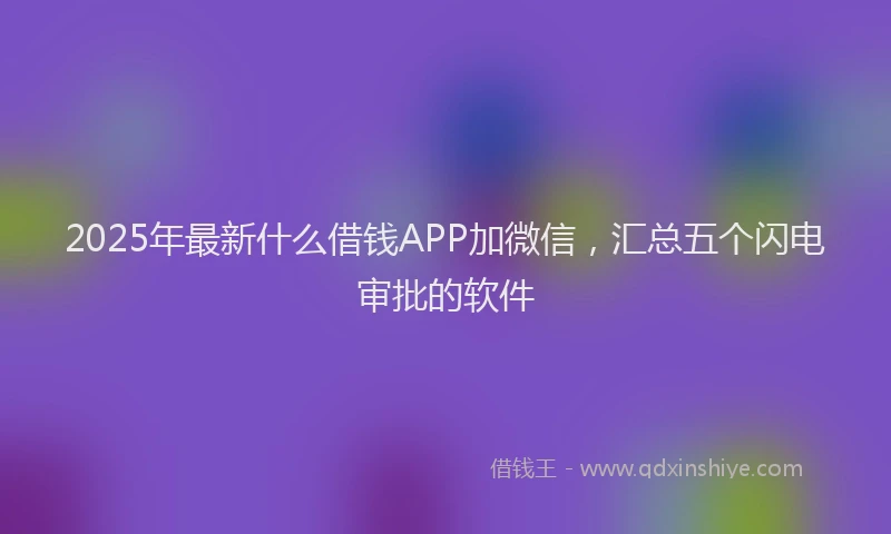 2025年最新什么借钱APP加微信，汇总五个闪电审批的软件