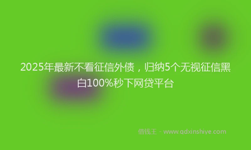 2025年最新不看征信外债，归纳5个无视征信黑白100%秒下网贷平台