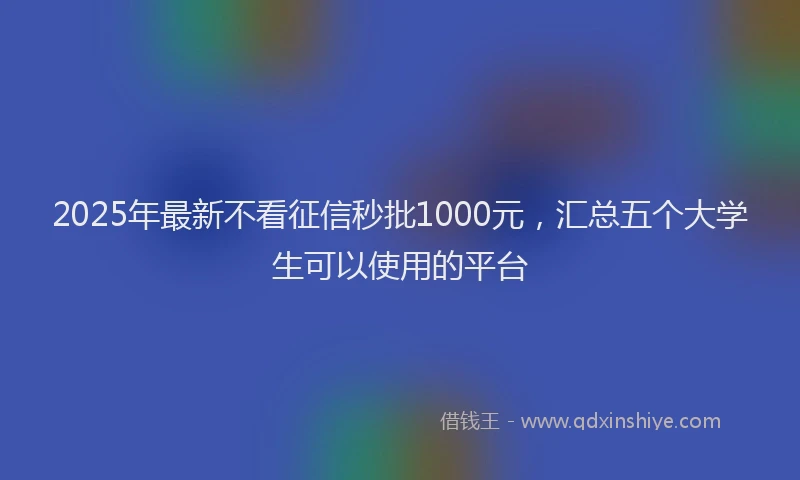 2025年最新不看征信秒批1000元，汇总五个大学生可以使用的平台
