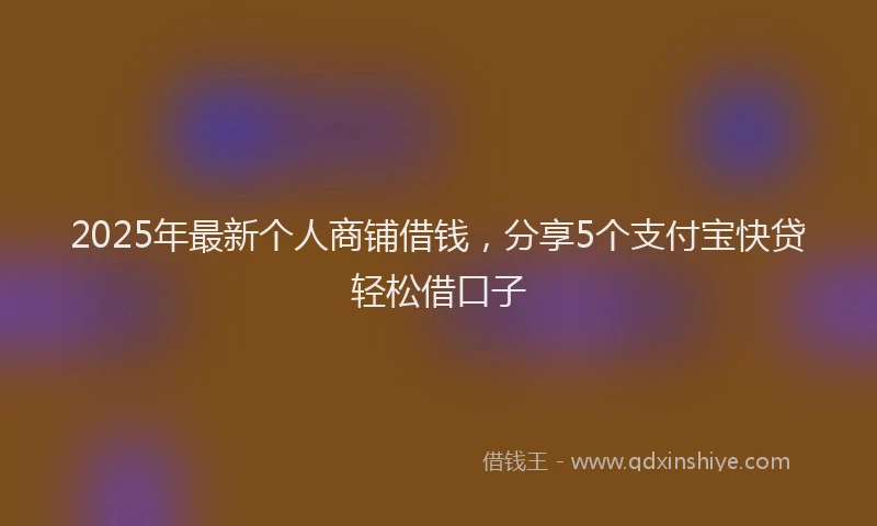 2025年最新个人商铺借钱，分享5个支付宝快贷轻松借口子