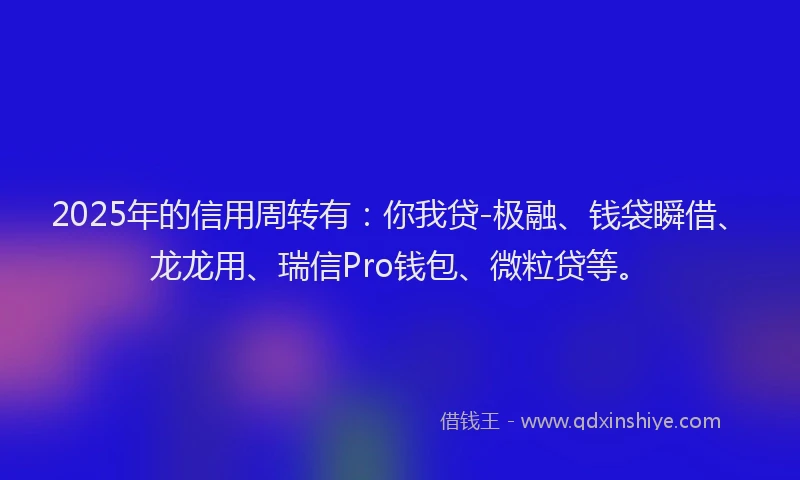 2025年的信用周转有：你我贷-极融、钱袋瞬借、龙龙用、瑞信Pro钱包、微粒贷等。