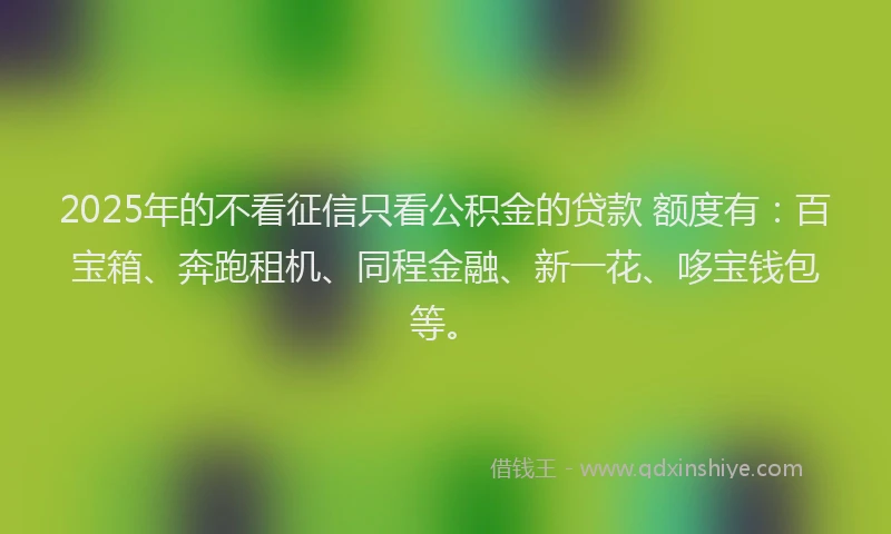 2025年的不看征信只看公积金的贷款 额度有：百宝箱、奔跑租机、同程金融、新一花、哆宝钱包等。