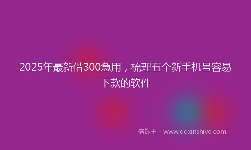 2025年最新借300急用，梳理五个新手机号容易下款的软件
