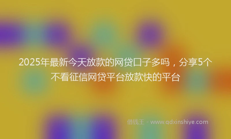 2025年最新今天放款的网贷口子多吗，分享5个不看征信网贷平台放款快的平台