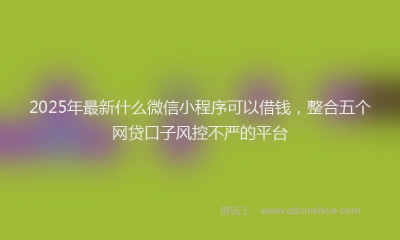 2025年最新什么微信小程序可以借钱，整合五个网贷口子风控不严的平台