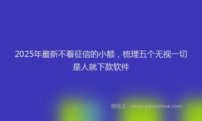 2025年最新不看征信的小额，梳理五个无视一切是人就下款软件